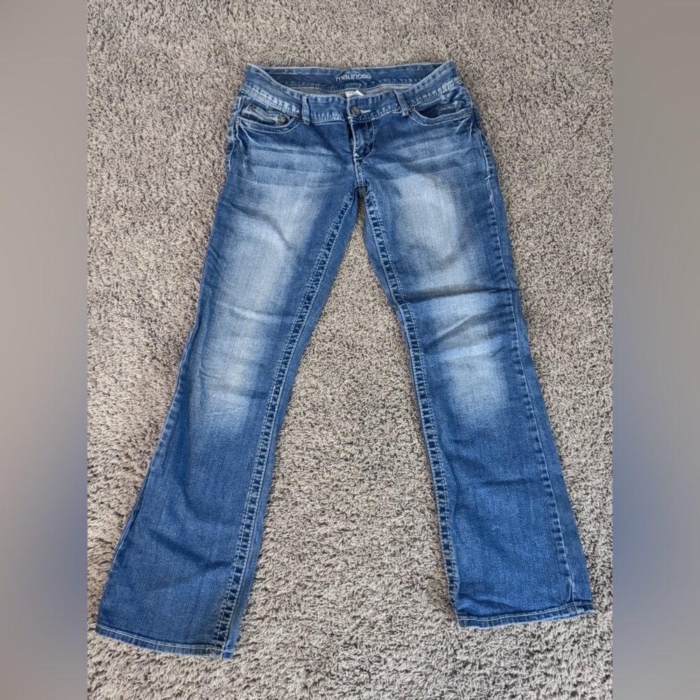 Maurices Blue Women's Skinny Jeans with Faded Detail